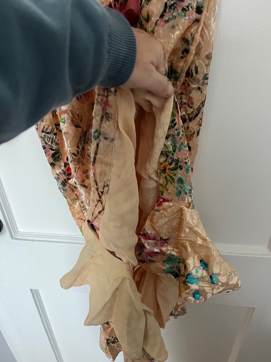 Hemant & Nandita Veena one shoulder velvet floral print midi dress NWT SZ S - Picture 6 of 9